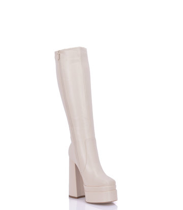 Stephan Vegan STEPHAN SEVERINE PLATFORM KNIE LAARZEN | BEIGE MAT