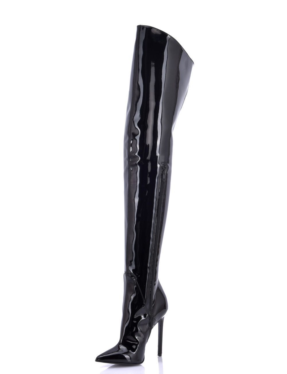 Crotch-high boots with 12 cm heel in Italian VEGAN leather - Shoebidoo ...
