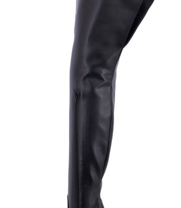 Crotch high boots with 12cm heels in Italian VEGAN leather - Shoebidoo ...