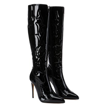 Giaro Giaro Eldora cowboy knee boots in black shiny