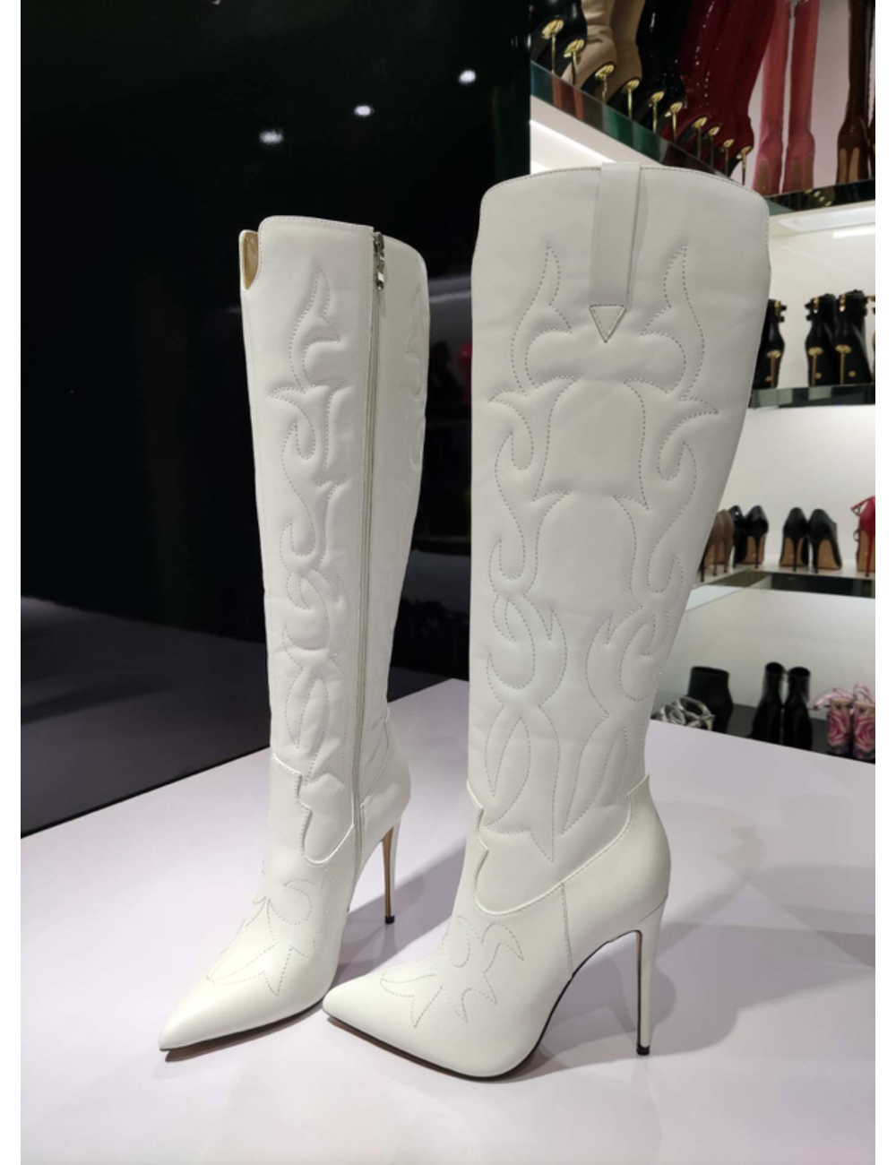 Giaro Giaro Eldora cowboy knee boots in white matte