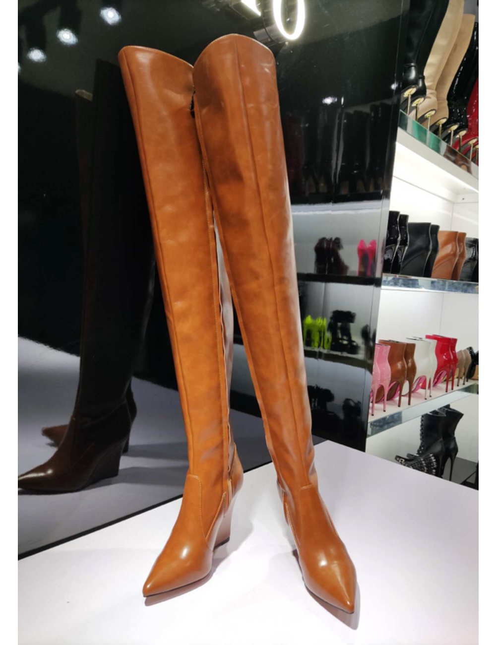 Giaro Giaro thigh boots with wedge heel EVERSON in brown matte