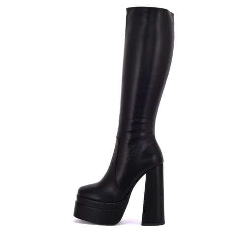 Stephan Vegan Severine platform knee boots - black