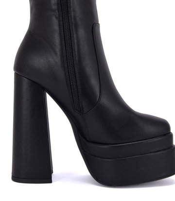 Stephan Vegan Severine platform chunky knee boots black