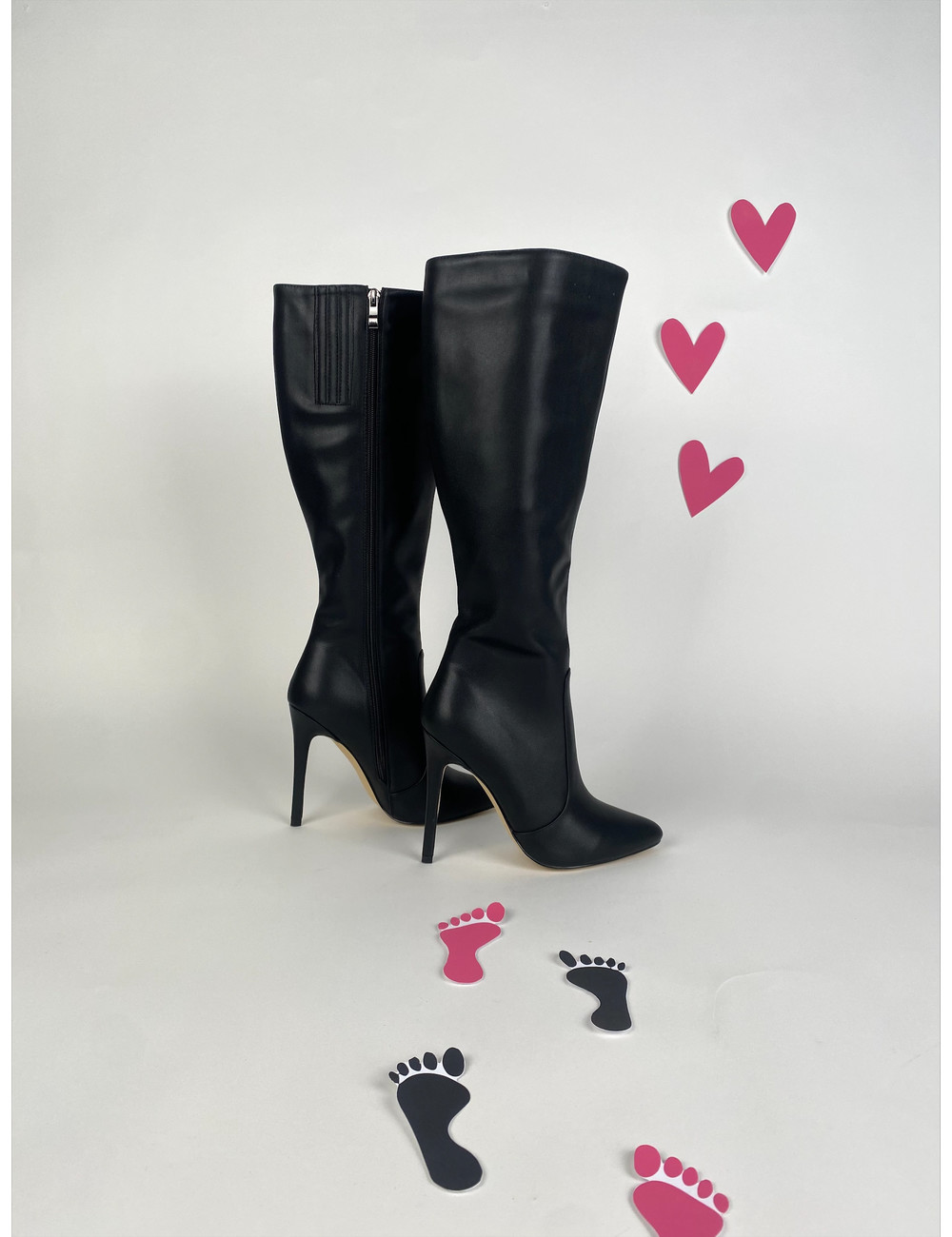 Shoebidoo Vegan Black matte knee boots