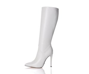 Giaro MILA WHITE VEGAN LEATHER KNEE BOOTS Italian style - Shoebidoo ...