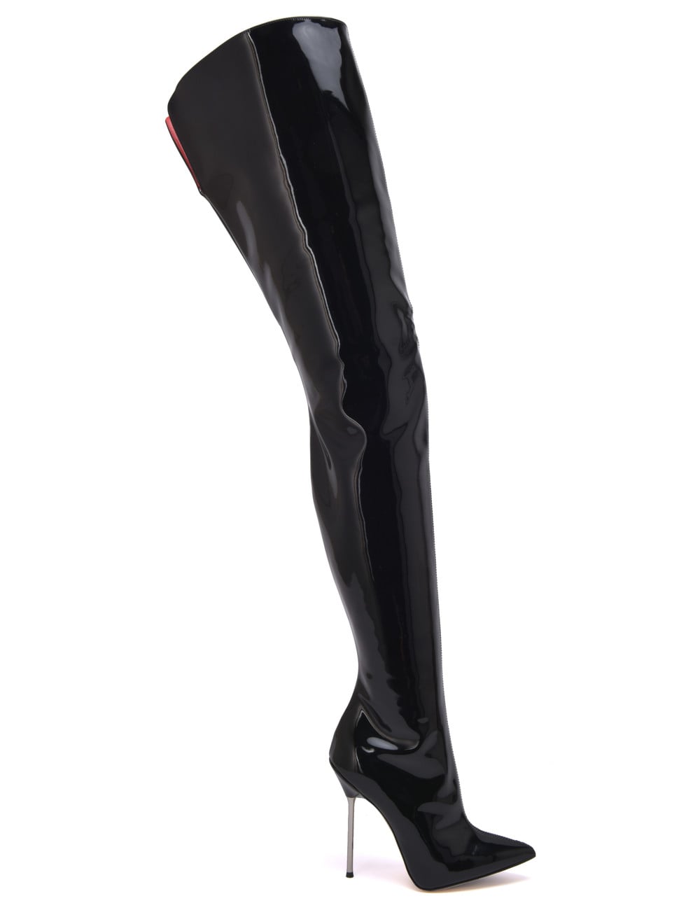 Sanctum Shoes High Italian crotch boots GAIA with stiletto heels in genuine patent leather