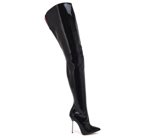 Sanctum Shoes GAIA CROTCH BOOTS PATENT BLACK LEATHER