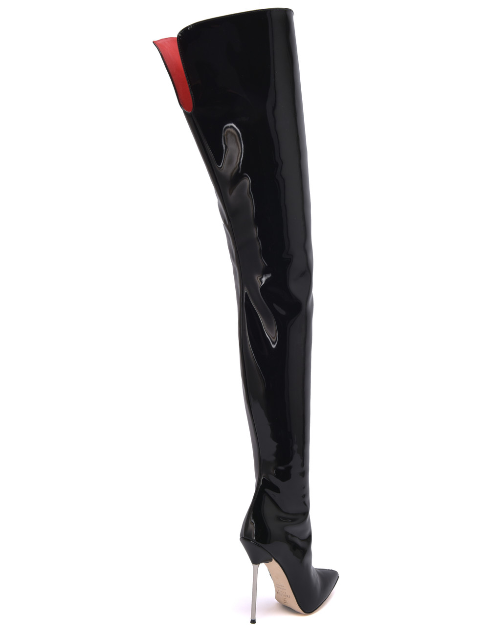 Sanctum High Italian crotch boots GAIA with stiletto heels in genuine patent leather