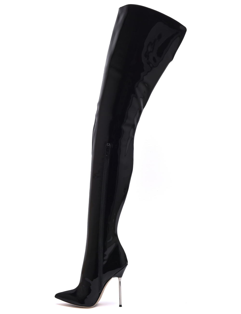 Sanctum High Italian crotch boots GAIA with stiletto heels in genuine patent leather