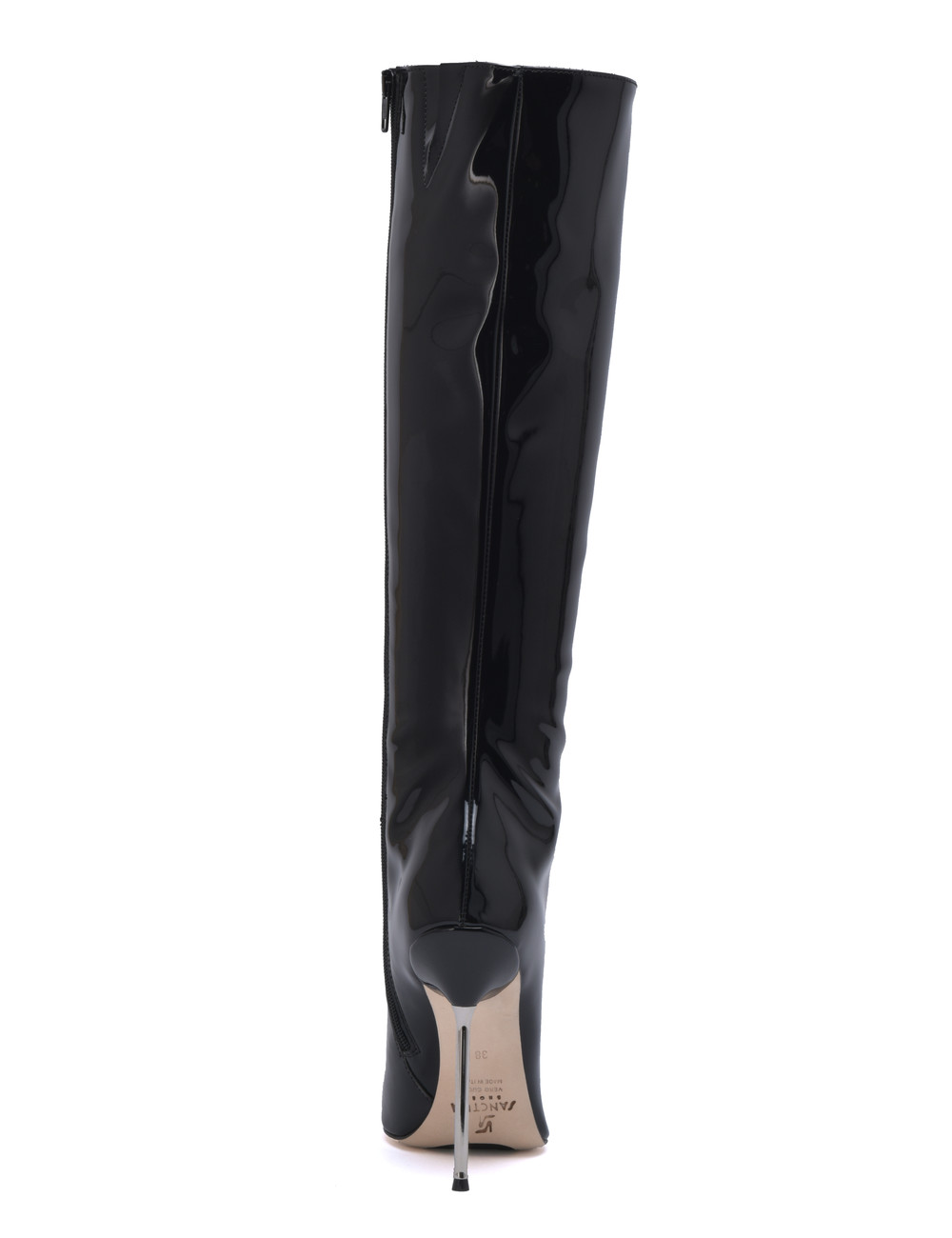 Sanctum Shoes High Italian knee boots GAIA with stiletto heels in genuine patent leather