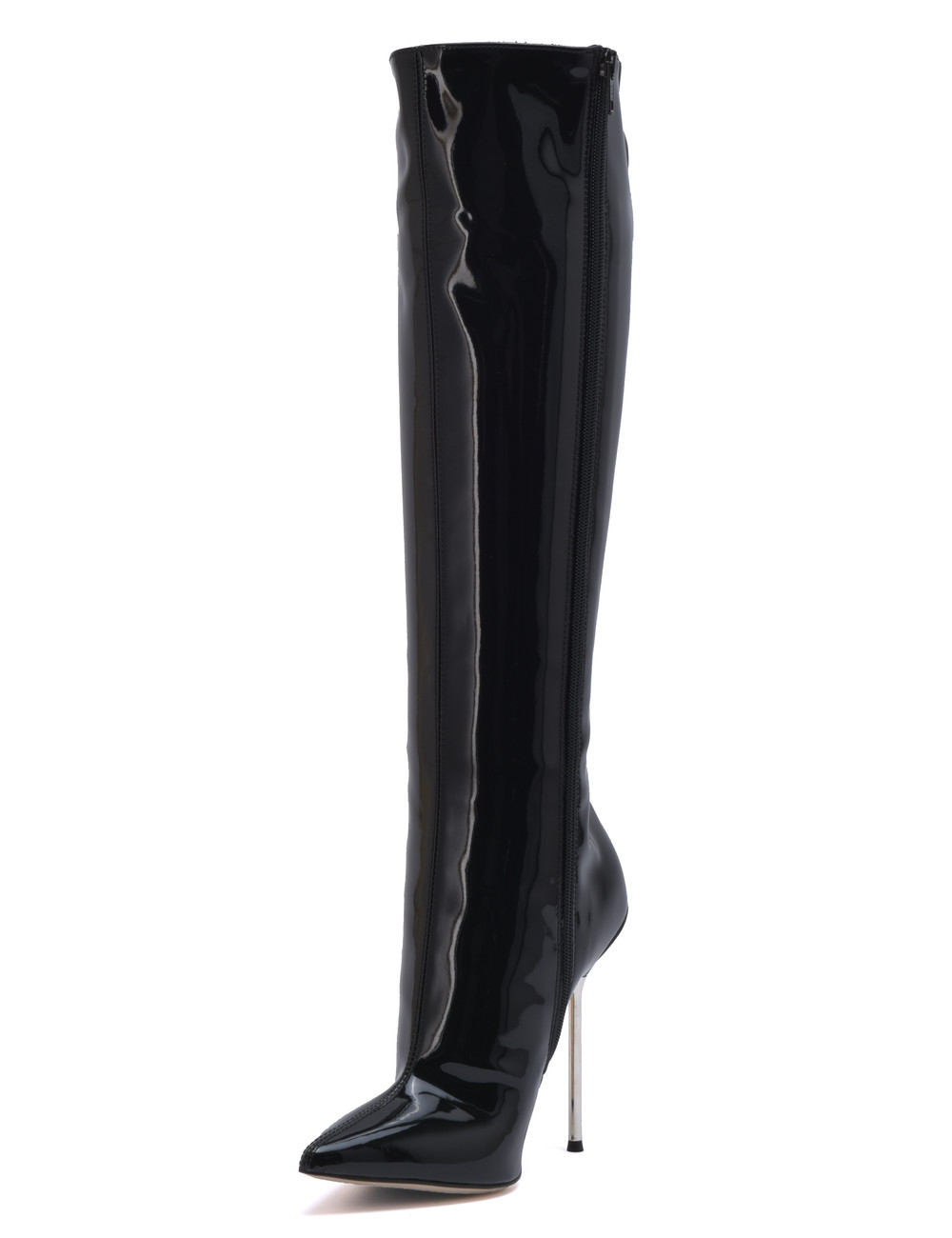 Sanctum Shoes High Italian knee boots GAIA with stiletto heels in genuine patent leather