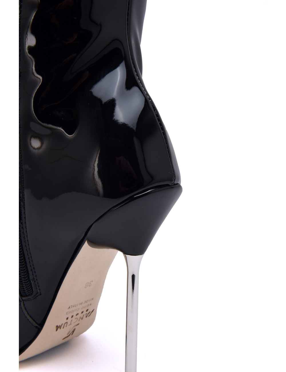 Sanctum Shoes High Italian knee boots GAIA with stiletto heels in genuine patent leather