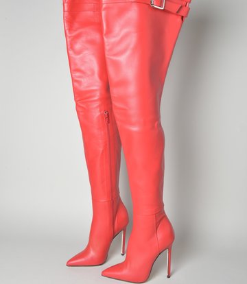 Sanctum Shoes Sanctum sample ANNA red nappa leather thigh boots with straps