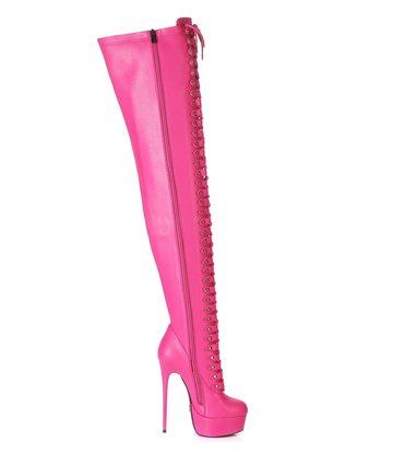 Giaro Pink lace-up ultra "Galana MOUCHARD" thigh boots