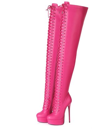 Giaro Pink lace-up ultra "Galana MOUCHARD" thigh boots