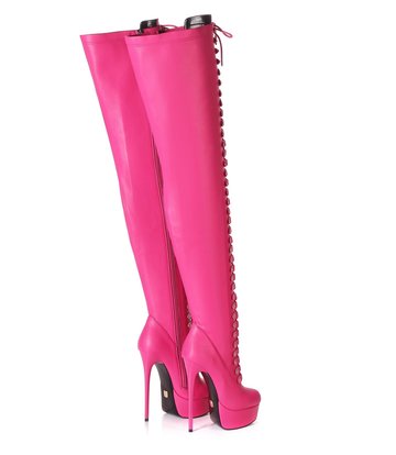 Giaro Pink lace-up ultra "Galana MOUCHARD" thigh boots