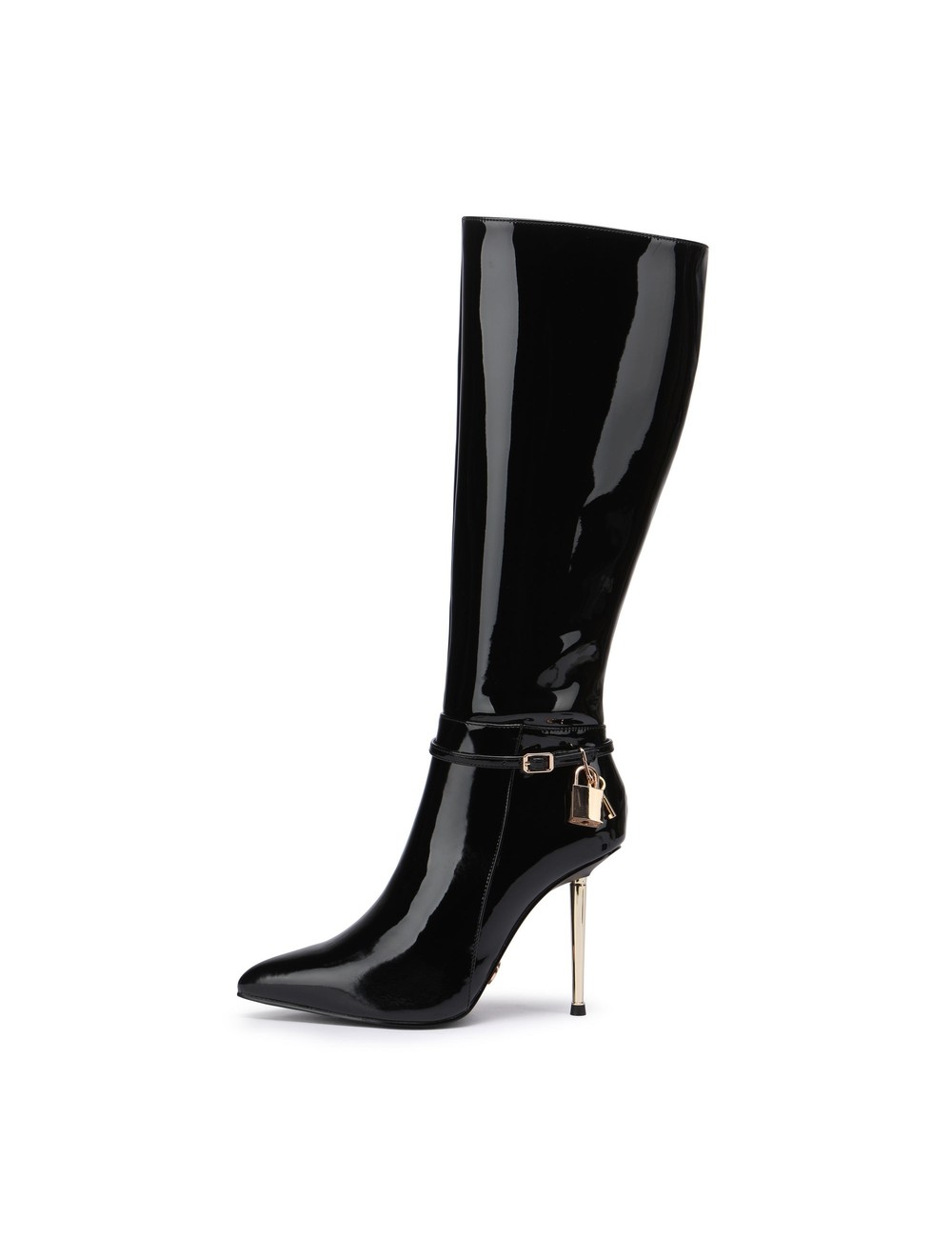 Giaro LEANDRA BLACK SHINY KNEE BOOTS - Shoebidoo Shoes