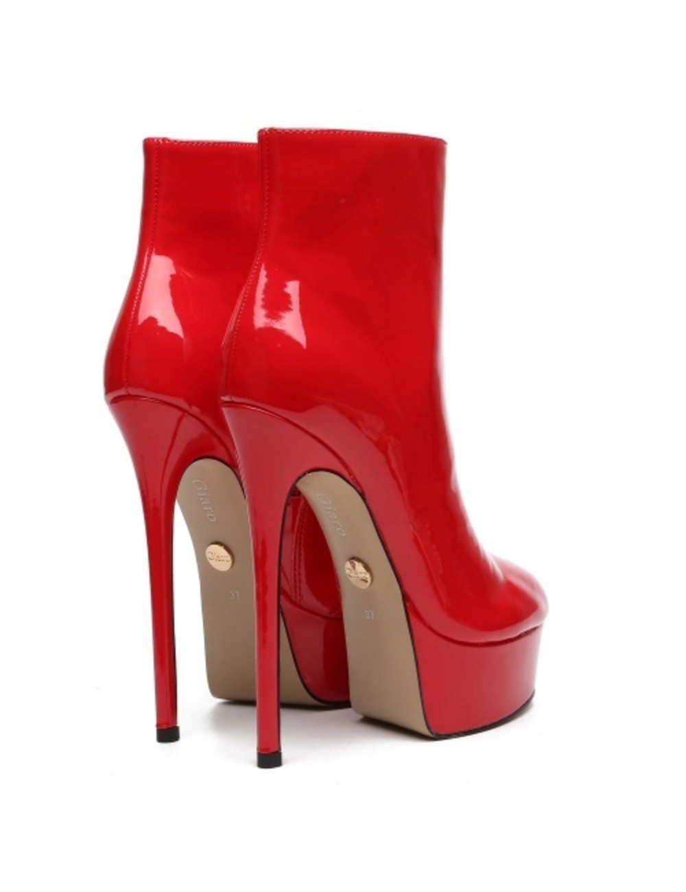 Giaro Siddy red shiny ankle boots