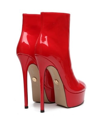 Giaro Siddy red shiny ankle boots