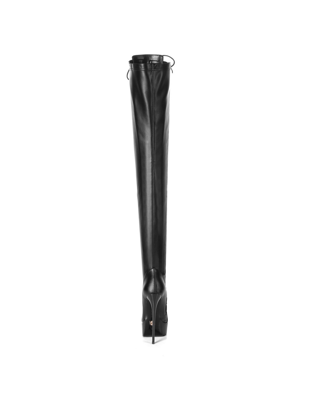 Black Lace-up Giaro DOMINIQUE thigh boots 16cm button style