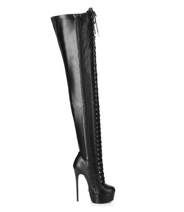 Giaro Black lace-up ultra "Galana MOUCHARD" thigh boots