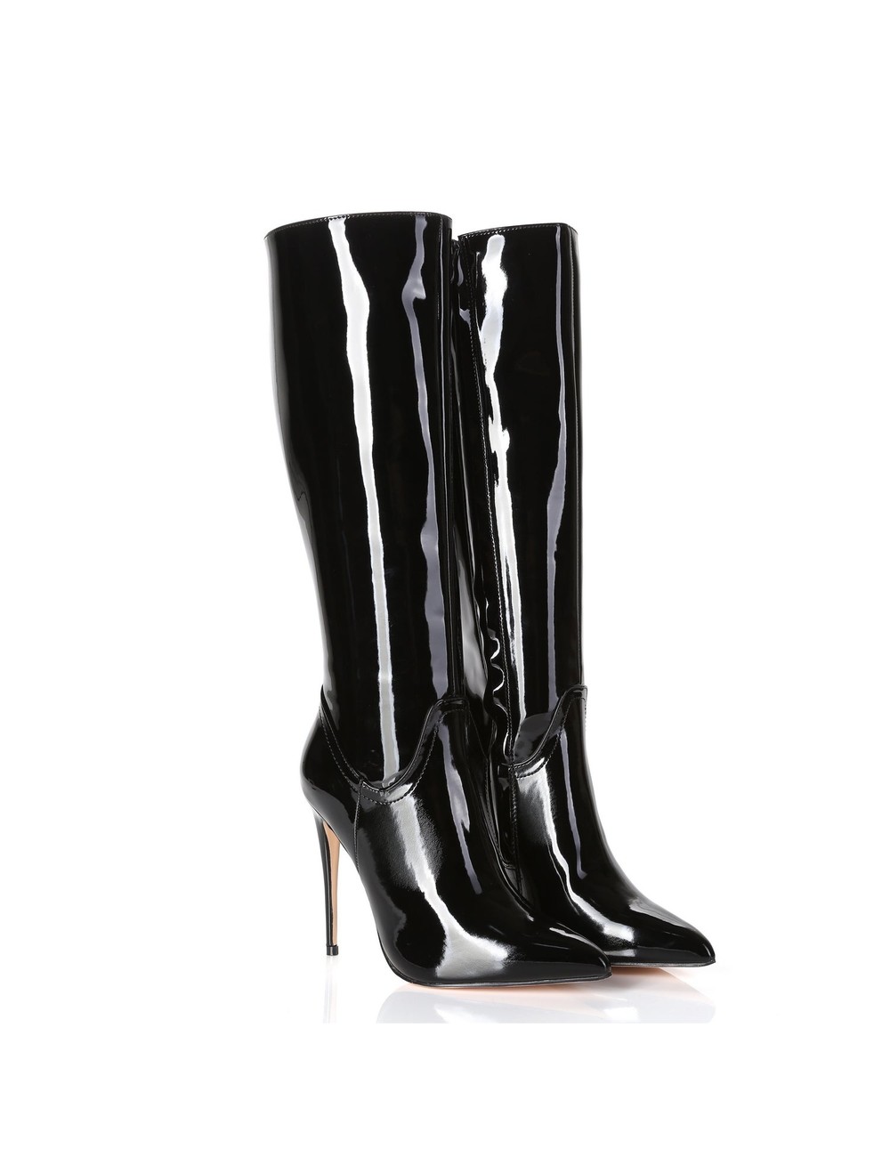 Giaro MILA BLACK SHINY KNEE BOOTS Italian style - Shoebidoo Shoes ...
