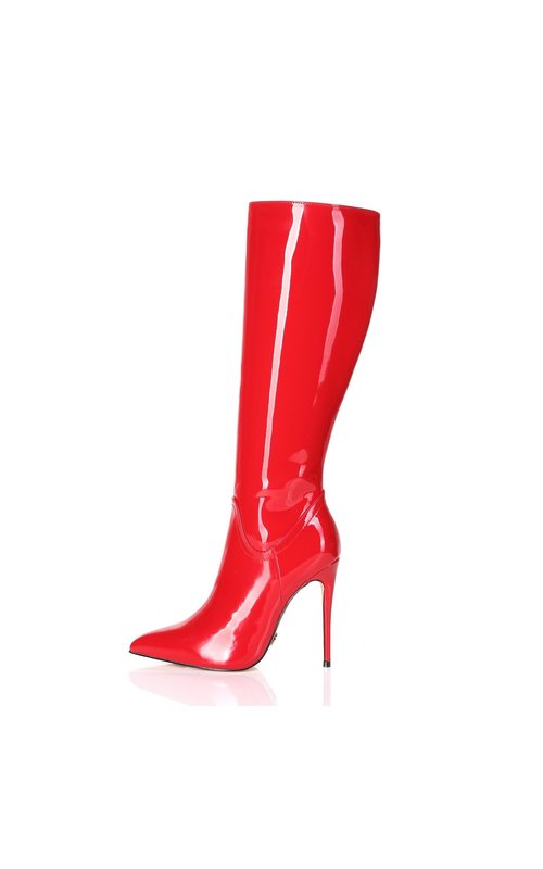 Giaro MILA RED SHINY KNEE BOOTS Italian style Shoebidoo Shoes Giaro high heels