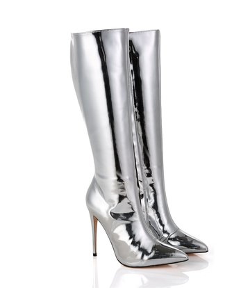 Giaro MILA | SILBER GLÄNZEND | KNIESTIEFEL | Italienischer Stil