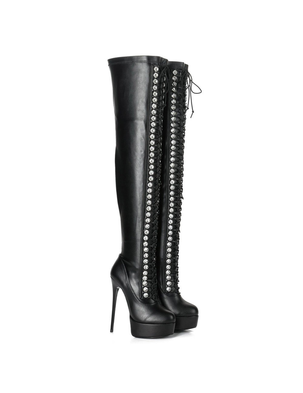 Giaro Black Lace-up Giaro "DOMINIQUE" thigh boots