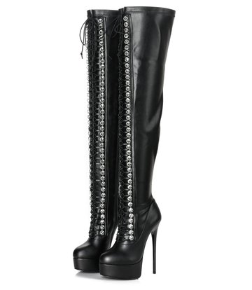 Giaro Black Lace-up Giaro "DOMINIQUE" thigh boots