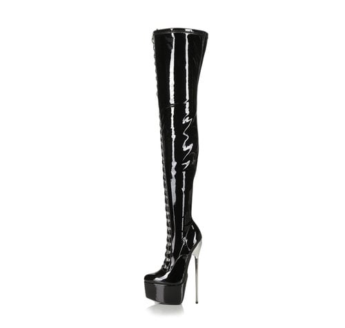 SLICK HERO EPY | BLACK SHINY | PLATFORM THIGH HIGH BOOTS