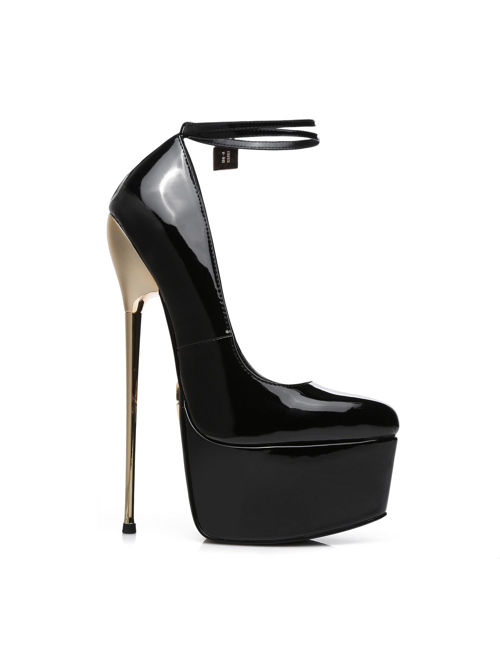 SLICK Zwartlak ESSENCE Giaro SLICK platform pumps met slot enkelbandjes