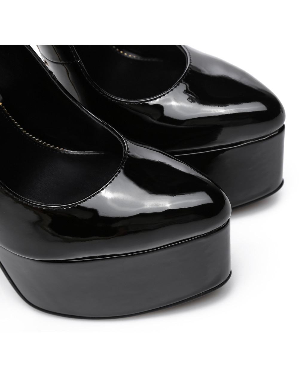 SLICK Zwartlak ESSENCE Giaro SLICK platform pumps met slot enkelbandjes