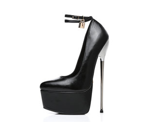 Black ESSENCE Giaro SLICK platform pumps with locking ankle strap ...