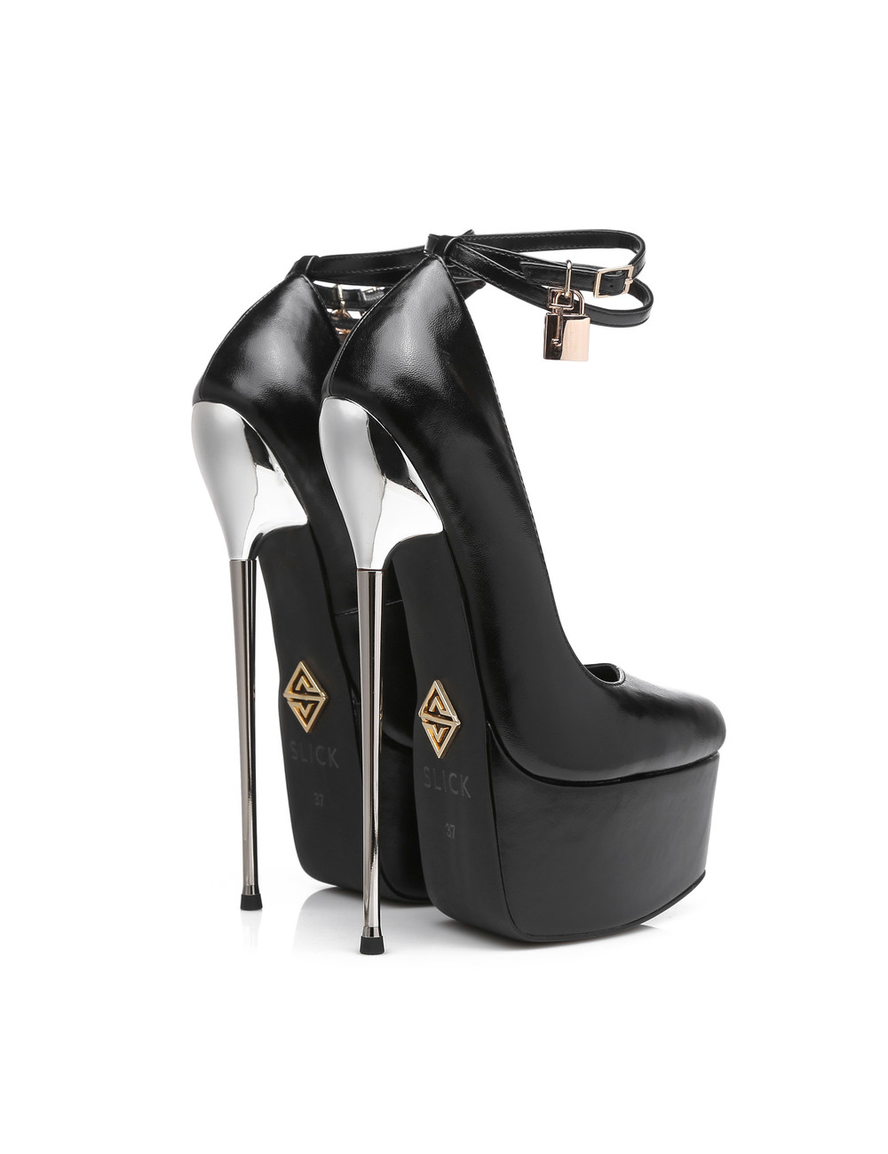 SLICK Zwarte ESSENCE Giaro SLICK platform pumps met slot enkelbandjes