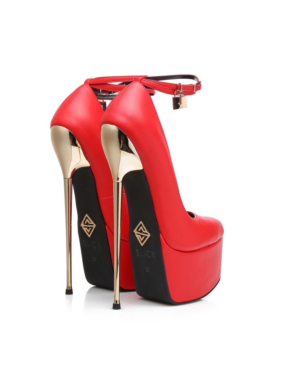 SLICK Rode ESSENCE Giaro SLICK platform pumps met slot enkelbandjes