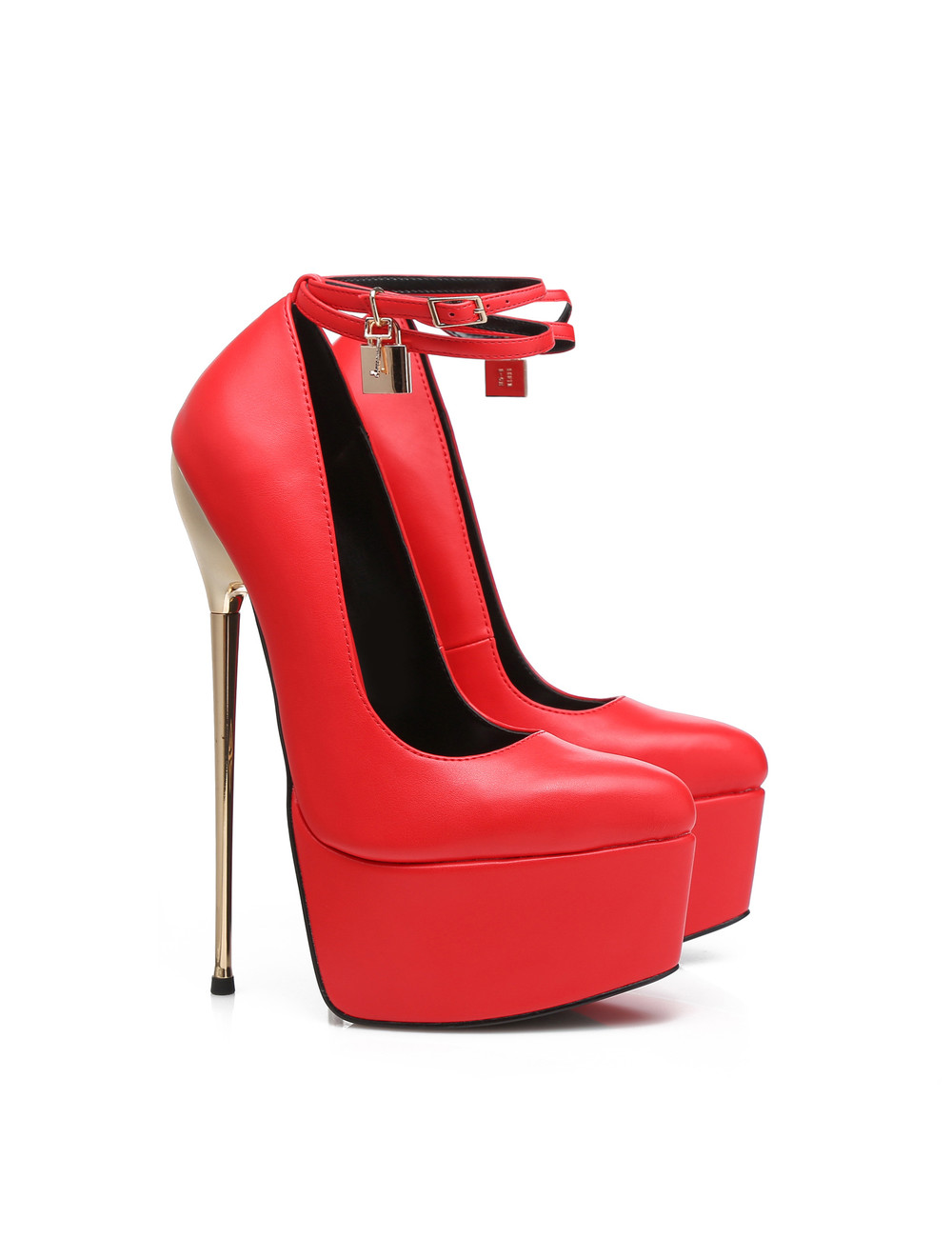 SLICK Rode ESSENCE Giaro SLICK platform pumps met slot enkelbandjes