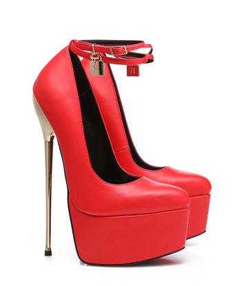 SLICK Rode ESSENCE Giaro SLICK platform pumps met slot enkelbandjes