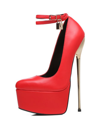 SLICK Rode ESSENCE Giaro SLICK platform pumps met slot enkelbandjes