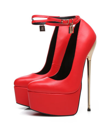 SLICK Rode ESSENCE Giaro SLICK platform pumps met slot enkelbandjes