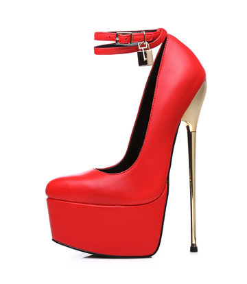 SLICK Rode ESSENCE Giaro SLICK platform pumps met slot enkelbandjes