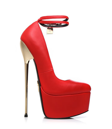 SLICK Rode ESSENCE Giaro SLICK platform pumps met slot enkelbandjes