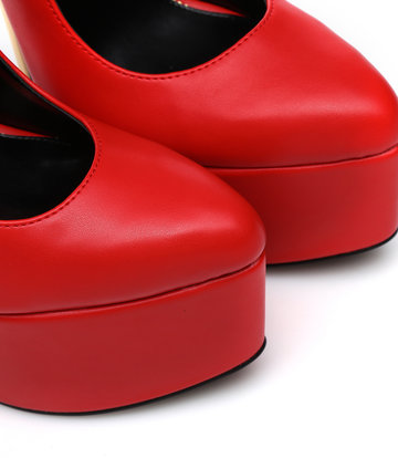 SLICK Rode ESSENCE Giaro SLICK platform pumps met slot enkelbandjes