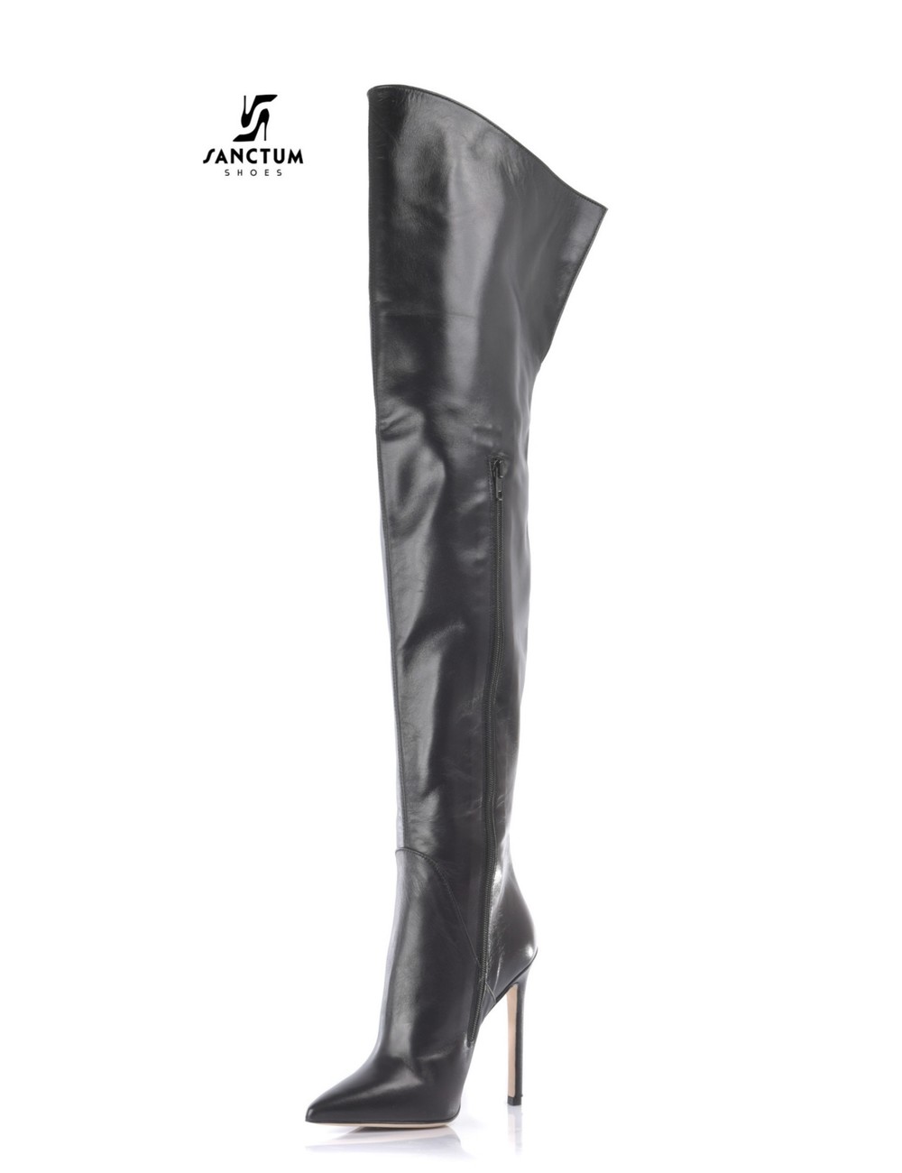 Sanctum Shoes Hoge Italiaanse DIJlaarzen VESTA met naaldhakken van echt leer