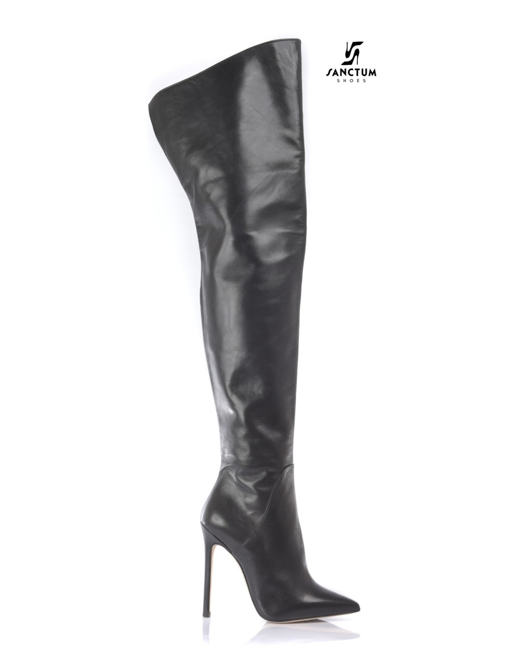 Genuine leather hot sale thigh high boots