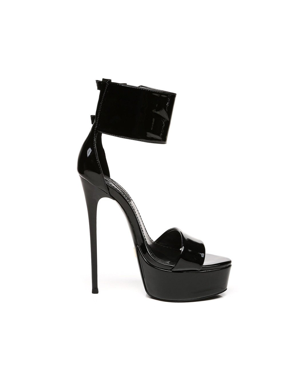 Giaro Giaro KATE | BLACK SHINY | ANKLE BELT PLATFORM SANDALS