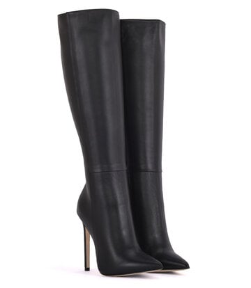 High knee boots with platform heels in real leather - Shoebidoo Shoes ...