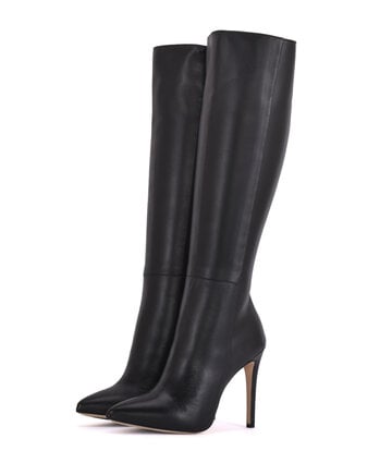 Knee high boots with 10cm heels in real leather - Shoebidoo Shoes ...