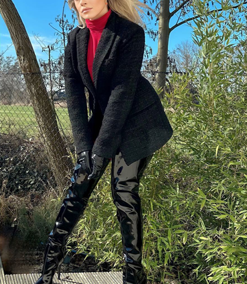 Sanctum Synthetic Leather GIGI Oberschenkelhohe Stiefel mit Stilettoabsatz aus italienischem Glanzleder